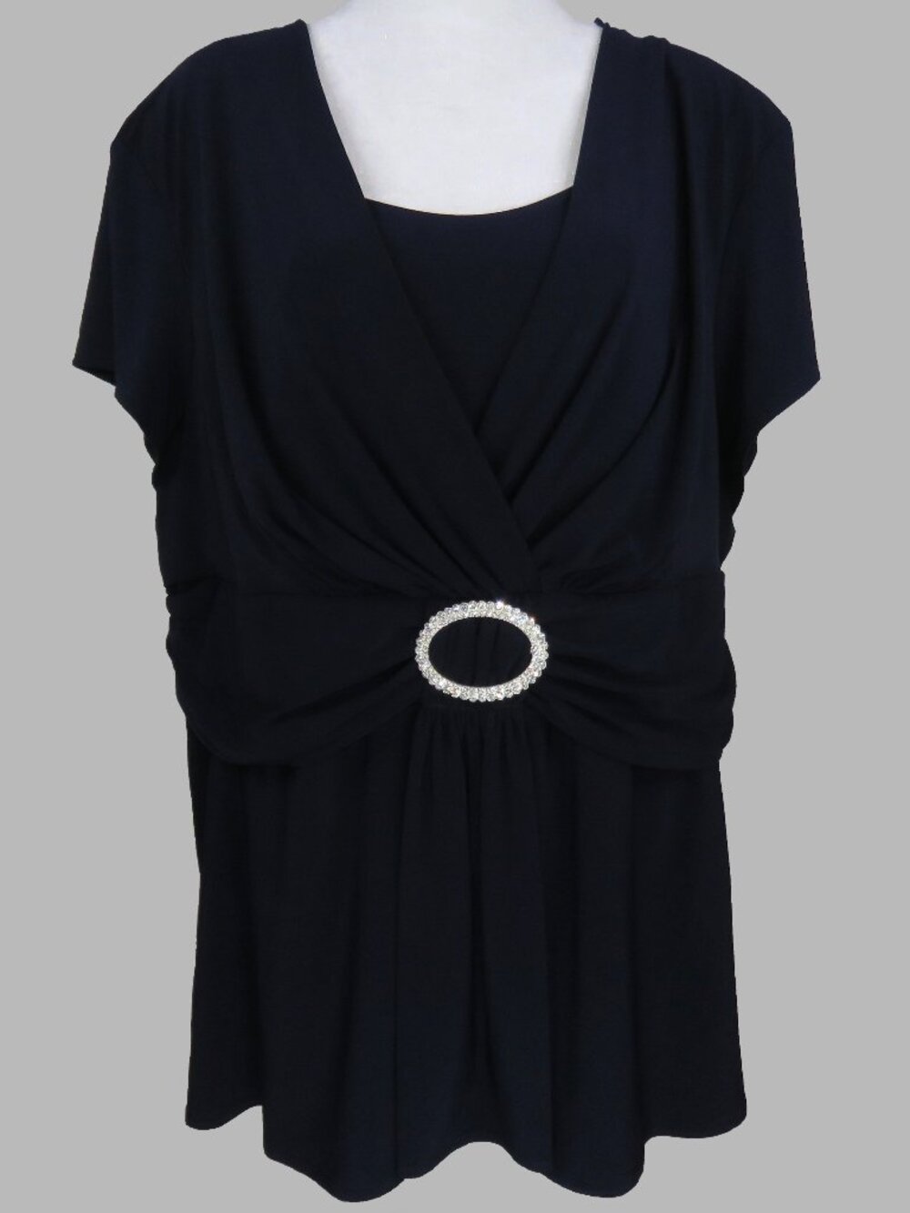 R&M Richards Women's Blue Short-Sleeve Pullover Blouse Size 22W (C2128)